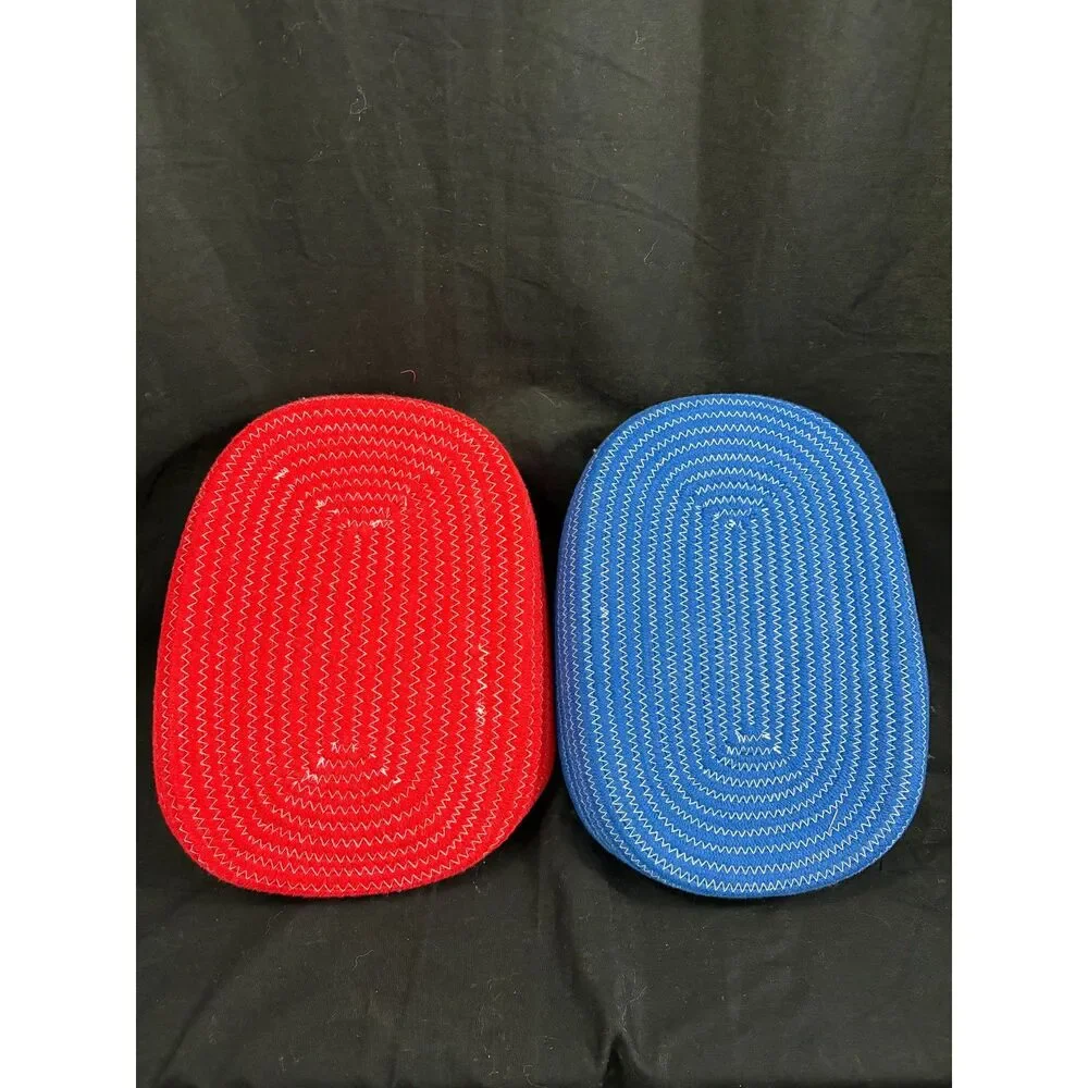 Red N Blue Coiled Rope Basket Tray Set of 2 Oval Patriotic Americana Decor